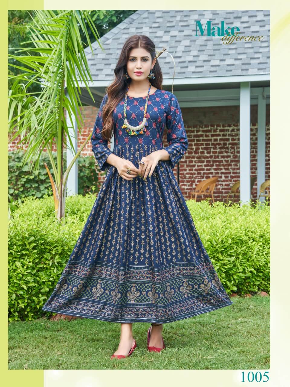 Hirwa Sunshine 1 Rayon Printed Ethnic Wear Long Anarkali Kurti Latest Collection